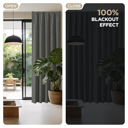Cortinas 100% opacas Joydeco grises de 2 paneles aislantes para ventanas 5