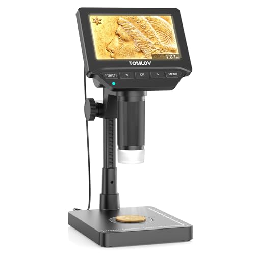 TOMLOV DM4W Microscope with Weighing Scale: 4.3" Digital Coin Microscope with Screen, Error Coin Magnifier with Lights, Weight Scale for Collectors, Jeweler, Students, Compatible with Window