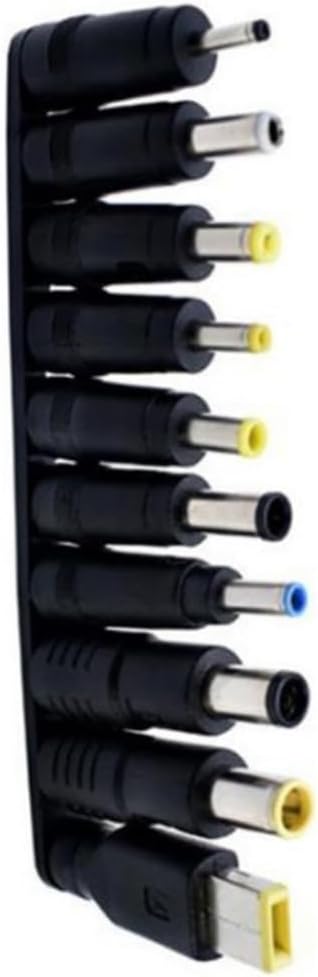 Laptop Power Adapter Tips Set 8pcs/10pcs Straight Head/Bend for Multiple Device Compatibility Black