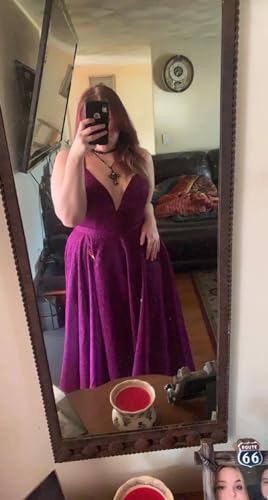 Image of Women's Glittery Spaghetti V-Neck Prom Dresses Long A Line Bridesmaid Dresses Side Split Formal Evening Gowns Grass Green,US12, 12