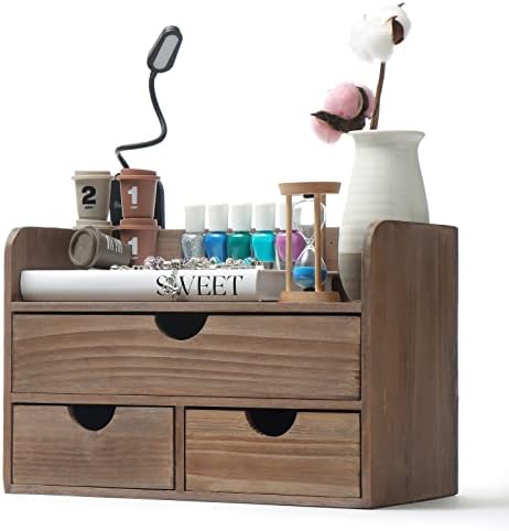 Classic Rustic Wood Workplace Desk Organizer & Mail Rack For Desktop, Tabletop, or Counter – Distressed Torched Wooden – For Workplace Provides, Desk Equipment, or Mail – Brown