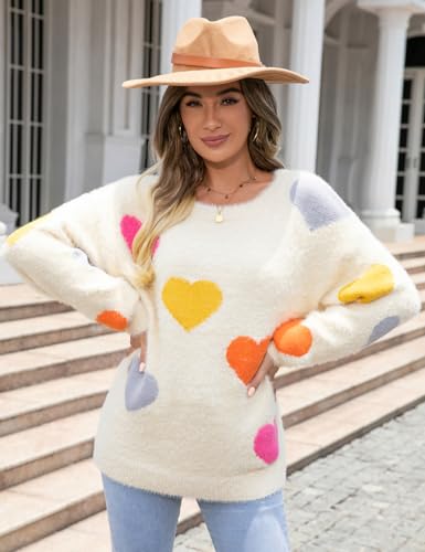 Wyeysyt Valentine Heart Sweater for Women Knit Pullover Sweaters Long Sleeve Crew Neck Casual Kawaii Sweaters2