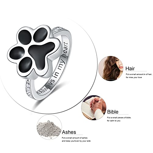 Praymos Urn Rings For Ashes For Women 925 Sterling Silver Cremation Jewelry To Hold Pets Human Dad Ashes Paw Prints Memorial Keepsake Rings Size 7 #TOP3