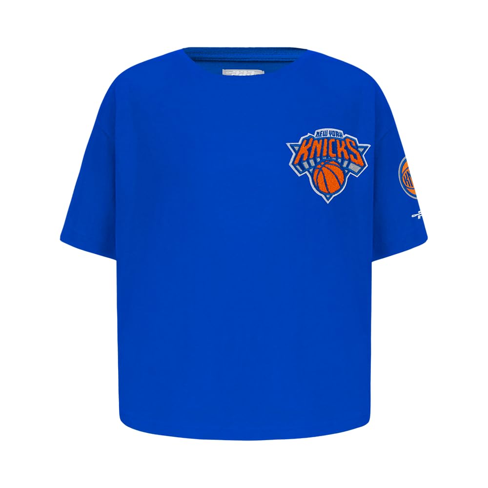 Pro Standard Big Girls NBA New York Knicks Classic Essentials Short Sleeve Boxy Tee Royal Blue L