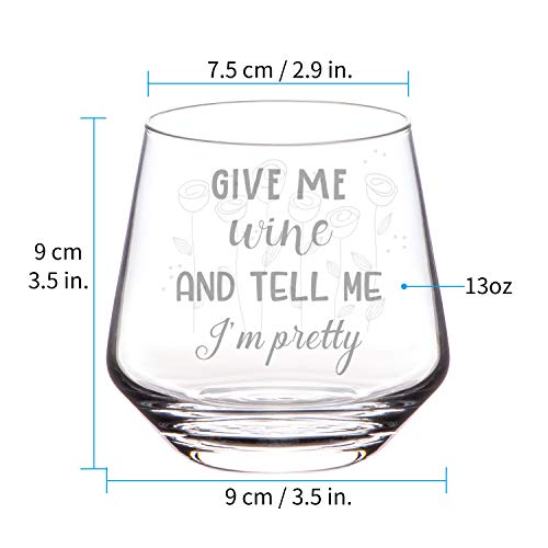 YWHL Stemless Burgundy Wine Glass with Funny Saying for Women 13 oz - Unique Wine Gift for Wine Lovers - Perfect for Red and White Wines - Dishwasher Safe