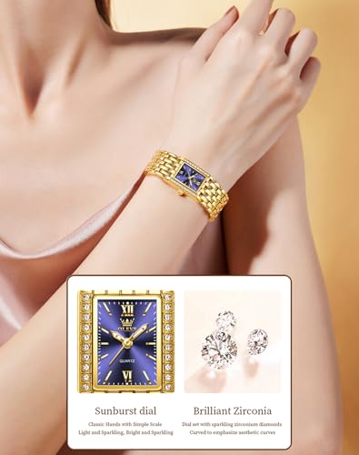 Image of OLEVS Watch Gold Ladies Luxury Easy to Read Small Wrist Watches for Women | Original Import Dress Gift,Diamond,Easy to Read Chronograph women's Watch