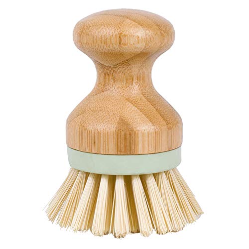 Gutyan Dish Brush Nordic Style Bamboo Round Mini Palm Scrub Brush Wet Cleaning Scrubber For Kitchen Sink Bathroom Household Cleaning
