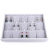 Oirlv Velvet Jewelry Organizer Trays Stackable Showcase Jewelry Display Storage Tray (15 Grids Earrings)