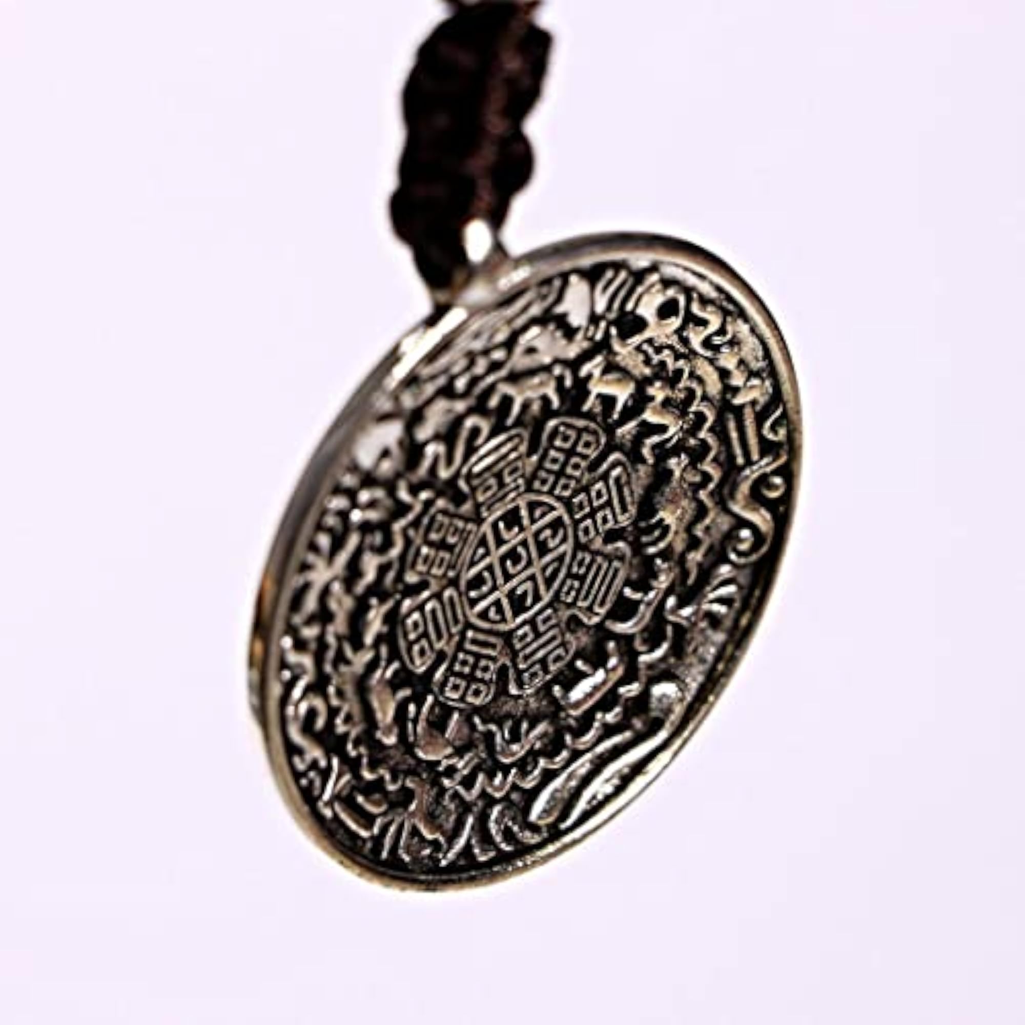 Tibetan Shamans Buddhism Copper Mirror Amulet Pendant Necklace