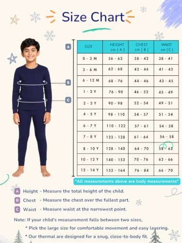 Image of mackly Kids Thermal Set for Boys, Cotton Full Sleeve Winter Wear | 1 Pack