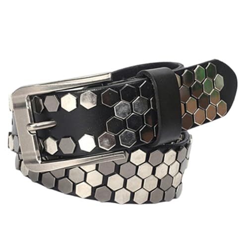 Ceinture en cuir véritable et rivets métal de style rock authentique