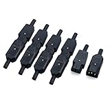 GLE2016 IEC C14 Male + C13 Female Inline Rewirable Power Plug AC 250V 10A, 5 Pairs