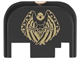 NDZ Performance Brass Slide Cover Back Plate for Ruger RXM - CNC Machined Brass for G19 Gen 3 Clone, Made in USA - Armor Black, USA Flag Eagle