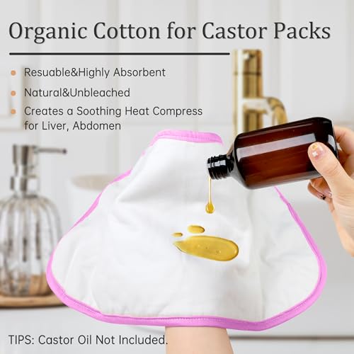 Image of Reusable Castor Oil Pack Wrap for Liver Detox, Castor Oil Wrap for Stomach Less Mess, Elastic Strap Machine Washable Anti Oil Leak 2pcs，Flower