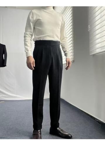 Men's Corduroy Trousers Straight Classic Fit Flat Front Expandable Waistband Pant3