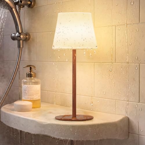 EZVALO Shower Lamp IP65 Waterproof Bathroom Lamp Rechargeable Cordless Mood Light 3 Colour Temperatures Dimmable LED Night Light for Shower Bathtub Home Relaxation