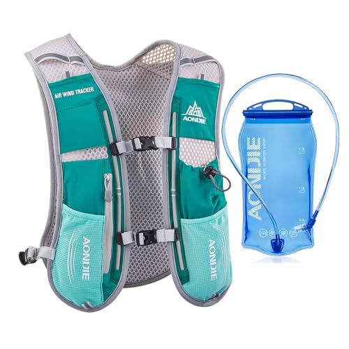 Mochila de hidratação Colete Mochila 5L Maratonista Corrida Corrida Hidratação (Verde Menta e Bexiga de Água de 1,5L)