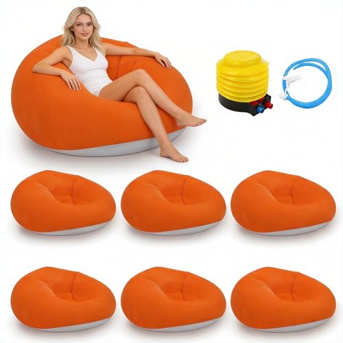 Peakora 6 Pcs Inflatable Bean Bag Chairs with Foot Pump...
