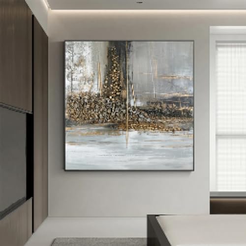 Toile vintage pour illuminer un mur vide salon abstrait or 70x70