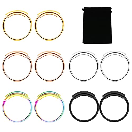 Thokono 20 G Helix Piercings de acero quirúrgico para nariz, anillo 8 mm/10 mm, piercing para el septum, hélix, cartílago, tragus, nariz, paquete de 5 unidades, 8mm, Acero inoxidable Cover