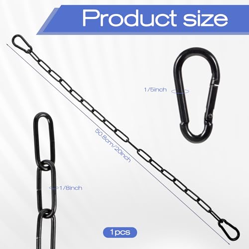 Kette Stahlkette Schwarz 0.5m Gliederkette mit Karabiner Edelstahl Wasserdichte Stahlkette, Edelstahl Rundstahlkette Für Zauntore, Käfigtore Für Haustiere, Gartentore