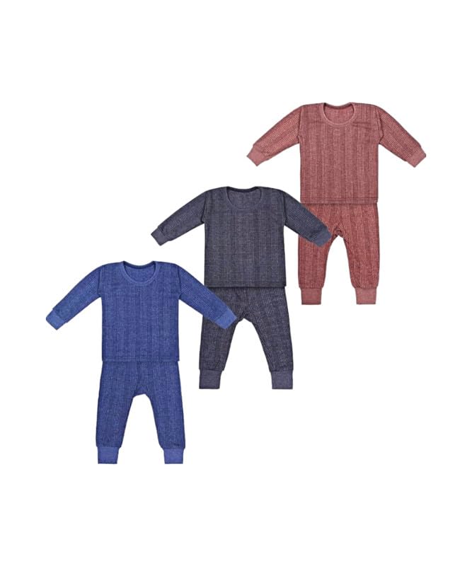 Image of BONUM New Winter Wear Thermal Innerwear Top & Full Pant Woolen Warmer Combo Set for Girls Boys, Kids Unisex Body Warmer Thermal (Set of 3)