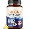 Triple Strength Omega 3 Fish Oil 1200 mg | EPA & DHA | Wild Caught, Sustainably Sourced Omega-3 Fatty Acids | Premium Burpless Omega3s | Essential Fatty Acids | Non-GMO, Third-Party Tested | 30 Ct