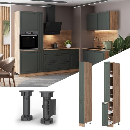 Mueble de botica Fame-Line verde y roble de 20 cm para cocina 6