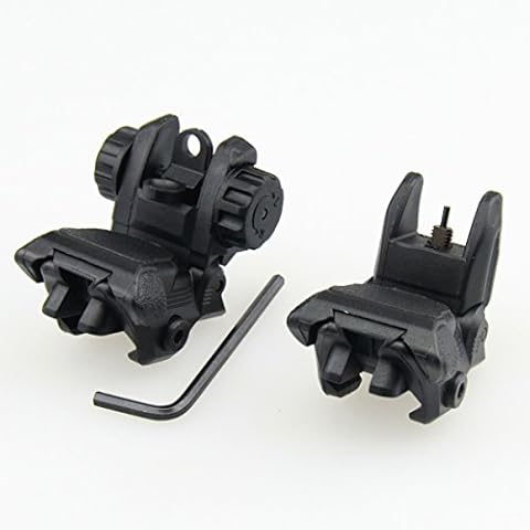 GlobalPioneer Tactical 2 Gen Same Plane Front & Rear Combo Set Flip UP Picatinny/Weaver Polymer Sights, Lightweight and Functional, Black Cover