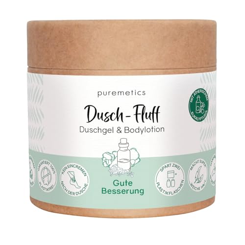 Dusch-Fluff 'Gute Besserung' | Dushchgel und Bodylotion in Einem | Mit ätherischem Eukalyptusöl und Kokosöl