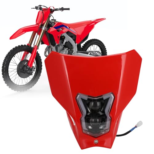 Image of Dirt Bike Headlight,Motorcycle Head Light Universal for CRF450R CRF450L CRF450RX CRF250L CRF250L RALLY CRF300L CRF300L RALLY CRF250R CRF250F Red