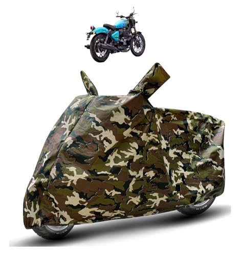 Image of Auto Hub Waterproof Bike Cover Compatible with RE Guerrilla 450 Dustproof, UV Protection Two Wheeler Bike Guerrilla 450 Cover - Army Print