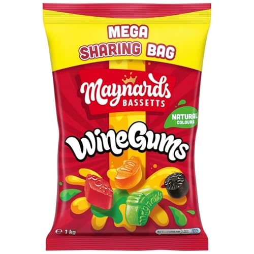 Maynards Bassetts Wine Gums Sweets Mega Sharing Bag 1 kg (Pack of 1)