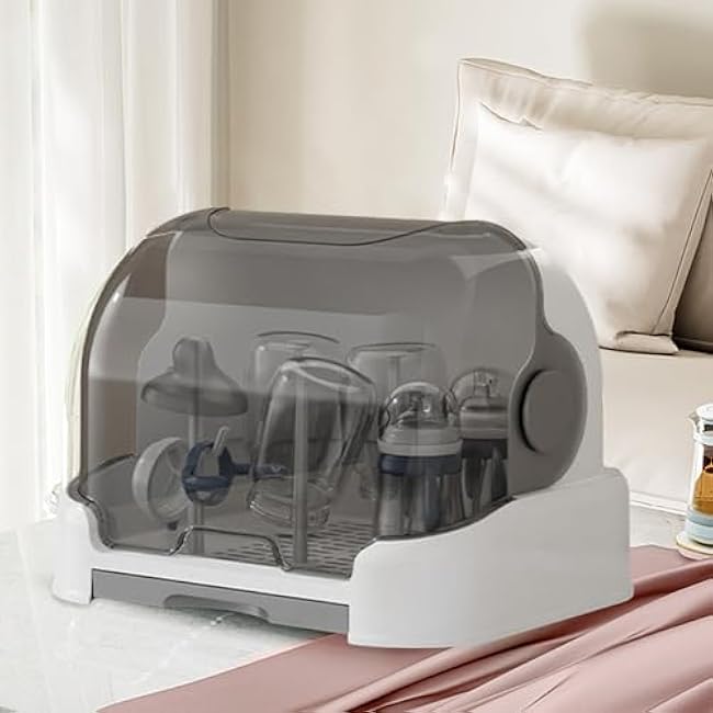 Space Saving Bottle Dryer Holder, Portable Bottle Storage with Cover, Good Sealing Protection Durable Countertop Rack for Bottles Teats Cups
