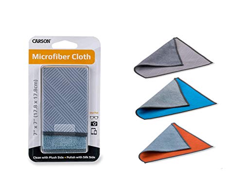 Carson Double Sided Microfiber Cloth for Cleaning and Polishing Eyeglasses, Smartphones, Tablets, Screens, Scopes and More - Single Pack, Large
