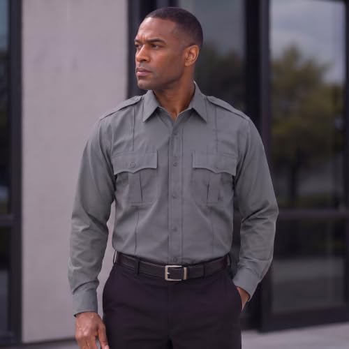 Image of First Class 100% Polyester Short & Long Sleeve Zippered Uniform Shirt 4 Pocket Hidden, Law Enforcement BDU Zipper Closure.