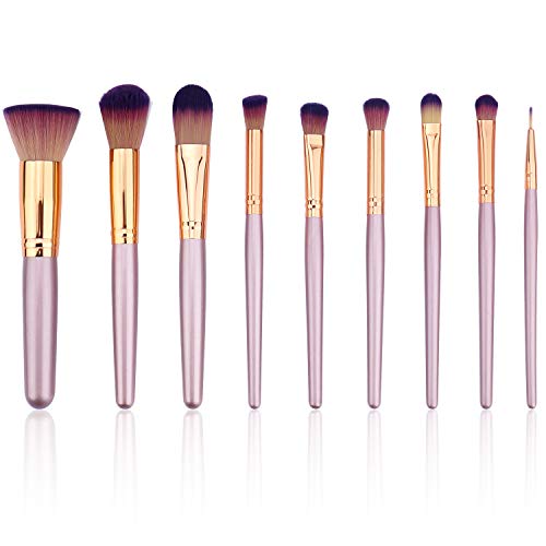 Brochas Maquillaje Profesional 9pcs, Cepillo de Maquillaje de Fibra Cómodo, Juego de Brochas de Maquillaje, Brocha para…