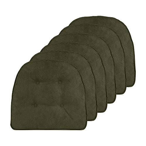 Klear Vu Omega Non-Slip Universal Chair Cushions for Dining Room, Kitchen and Office Use, U-Shaped Skid-Proof Seat Pad, 15x16 Inches, 6 Pack, 18 Evergreen