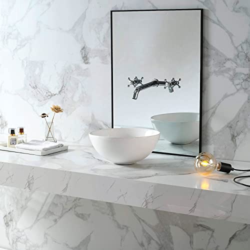 Starbath-Plus-Lavabo-de-Ceramica-con-Forma-Redonda-Color-Blanco-Sin-Taladro-Grifo-Medidas-32-x-32-x-15-cm-Ideal-para-Poner-sobre-Encimera-de-Muebles-de-Banos-y-Aseos