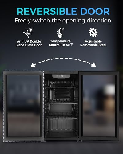 Image of Electactic 130 Can Mini Fridge, 3.1 Cu. Ft. Beverage Cooler with Adjustable Digital Thermostat, Quiet Operation for Soda Beer Wine, Compact Refrigerator for Dorm Office Garage, Black