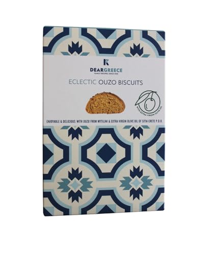 Dear Greece Eclectic – Galletas Artesanales con Ouzo de Mitilene, Aceite de Oliva Virgen Extra de Sitia y Semillas de Sésamo Negro – Pack 2×200 g, Tradicionales Griegas