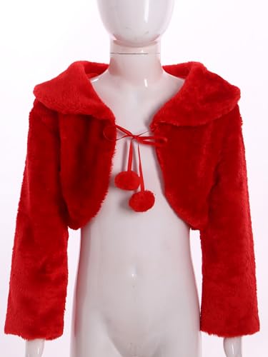 Flower Girls Dress Wrap Long Sleeve Faux Fur Shrug Cardigan Shawl Coat for Wedding Party3