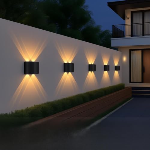 Image of FERA Waterproof Up Down Led Wall Lamp, Aluminium IP65 Body 4 Ray, Warm White, Indoor /Outdoor Decorative Wall Sconce Light, (4 Ray Warm)