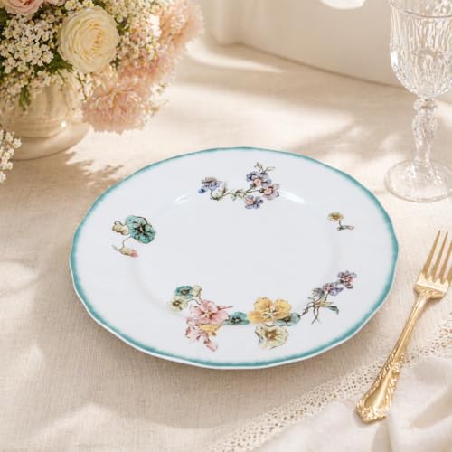 Image of NFI essentials 10 Inch Premium Ceramic Dinner Plate, Serving Plate for Main Course, Pasta, Rice, Salad & Meals, Dishwasher Safe Kitchen Dinner Plate