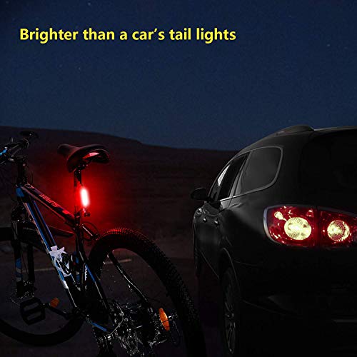 Luz Trasera para Bicicleta Potente (2 Paquetes) Luz de Seguridad LED Recargable USB Piloto Impermeable para Ciclismo Súper Brillante Rojo Verde Azul 7 Modos Adecuada para Bici de Carretera - imagen 5