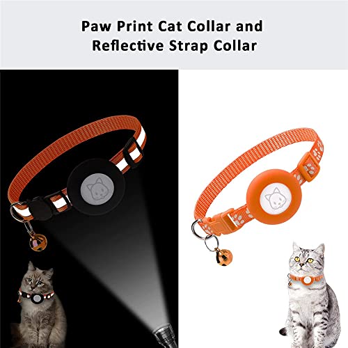 Image of Airtag Cat Collars, 2Pack Reflective Personalized Air Tag Cat Collar with Breakaway Safety Buckle and Bell, Adjustable Cat Collar with Airtag Holder for Small Pets Pink