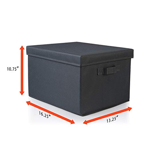 SEMAXE Foldable Fabric Storage Box with Lid, Decorative Linen Filing & Storage Office Box | Letter/Legal | Charcoal | (Gray, 2 Pack)