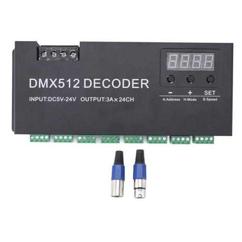 Décodeur DMX 24 canaux avec affichage numérique DC 5V-24V pour ruban LED RGB