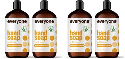 Image of Everyone Liquid Hand Soap Refill,32 Ounce,Meyer Lemon and Mandarin,Plant-Based Cleanser with Pure Essential Oils,(Pack of 4)