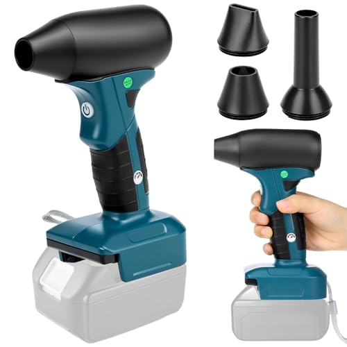 QWORK® Souffleur sur Batterie Portable, souffleur à Feuilles à Jet, sans balais avec 2 Buses, Compatible avec Makita 18V Batterie (sans Batterie)